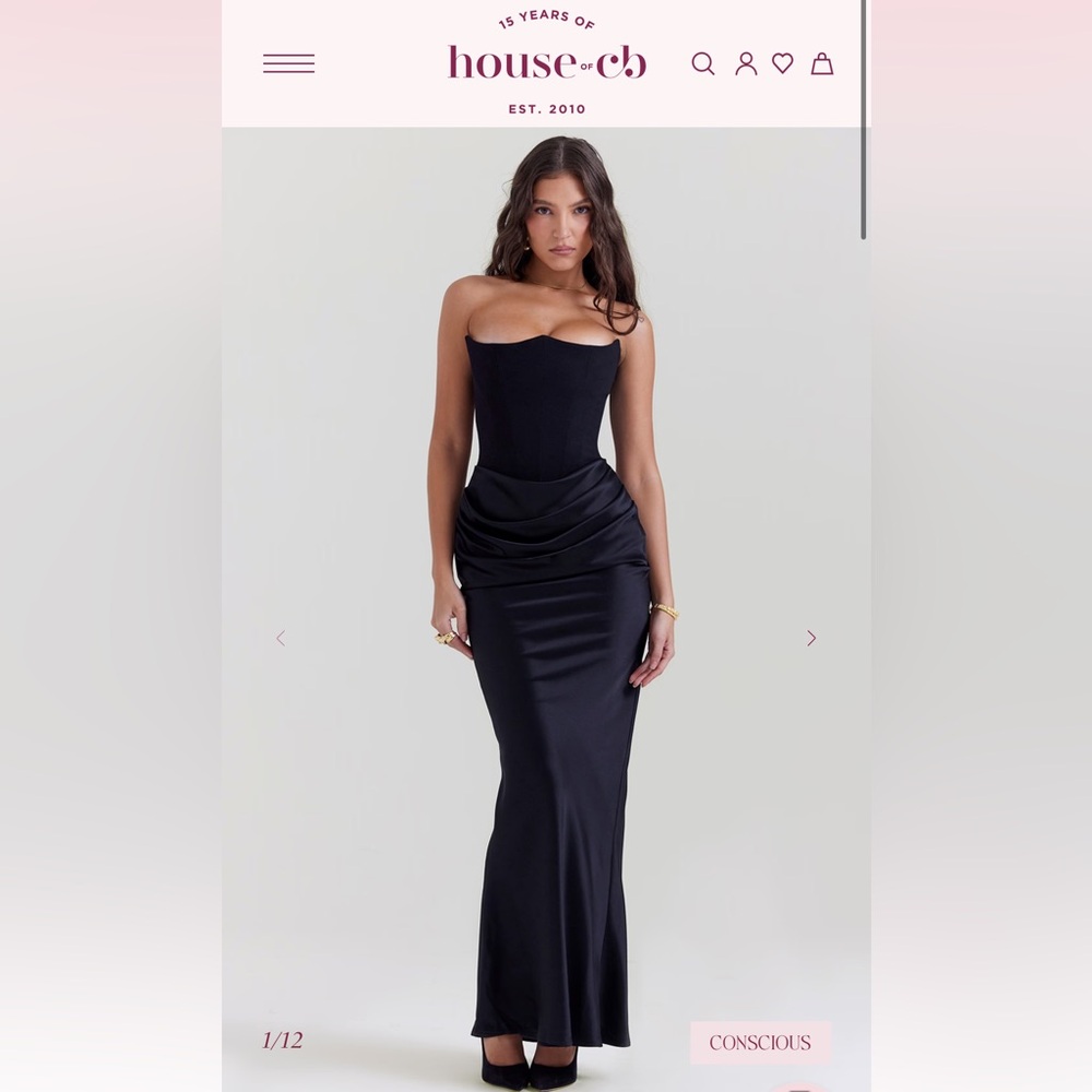 House of CB Persephone Strapless Satin Corset Cocktail Dress